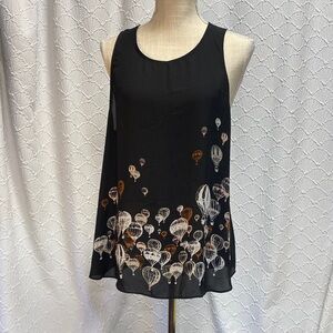 Apt. 9 size XL Black Sleeveless sheer Top with Balloon Design flowy casual comfy